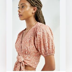 Beachgold Anthropologie Wrap Crop Blouse